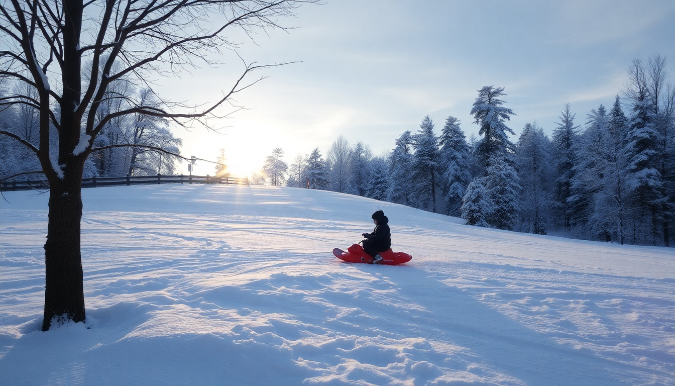 snow play slope winter scene