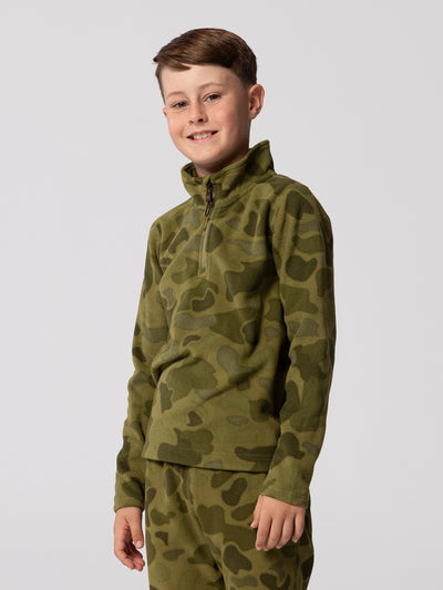 Youth La Montana Print Zip-T - Sea Kelp Camo