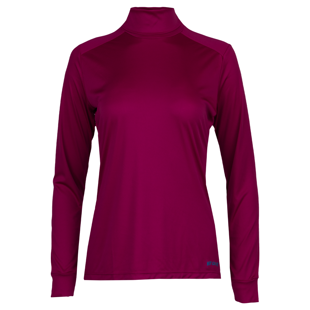Women's Peach Skins Solid T-Neck - Hot Chillys#color_festival-fuchsia