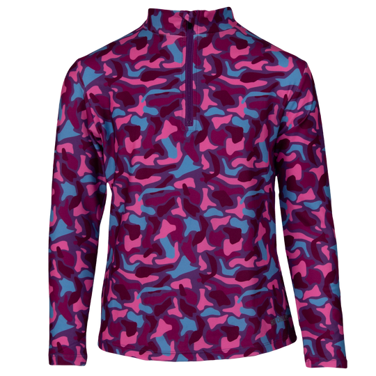 Youth Velvet Fleece Zip-T - Hot Chillys#color_bright-abstract-camo
