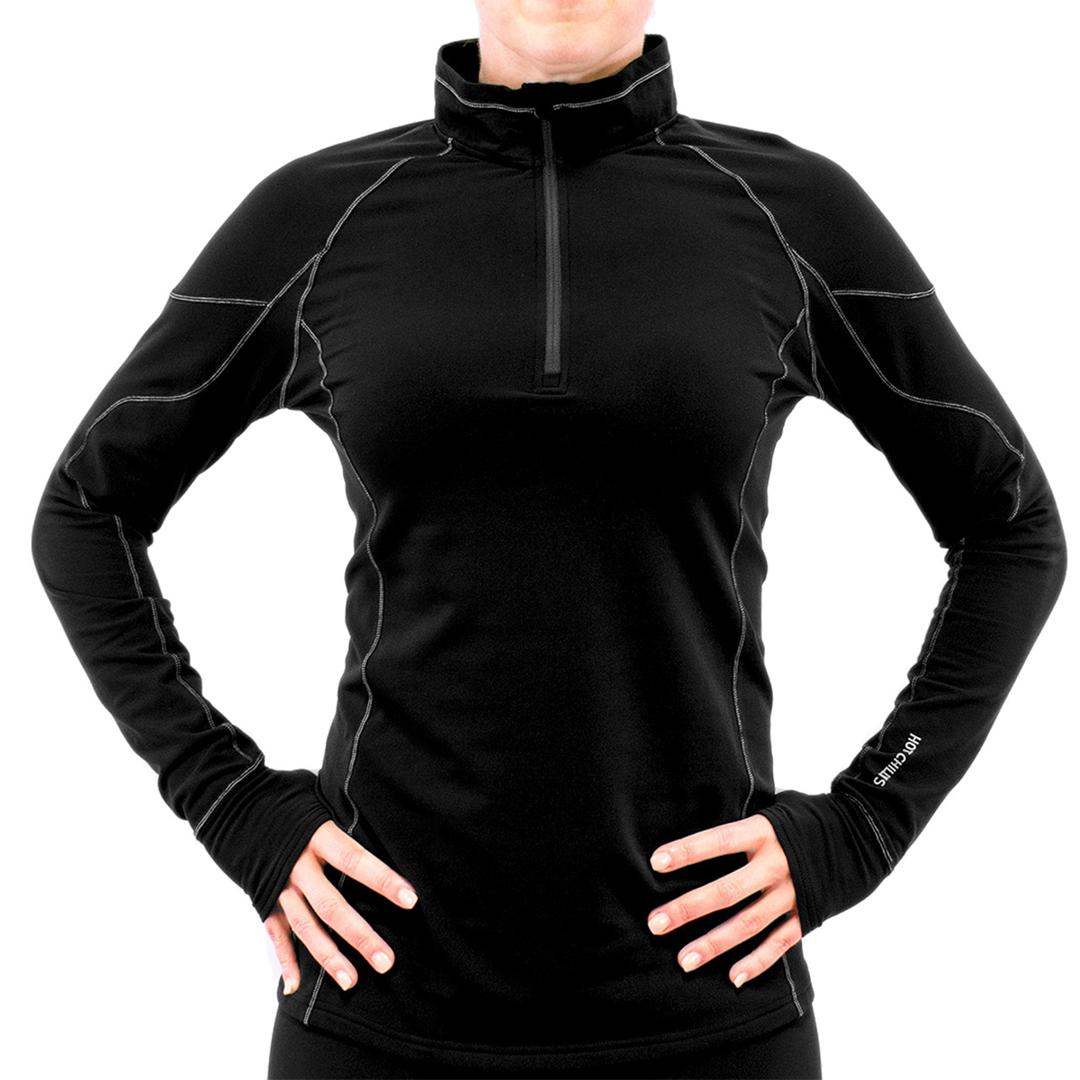 Women's Micro-Elite XT Zip-T - Hot Chillys#color_black-grey