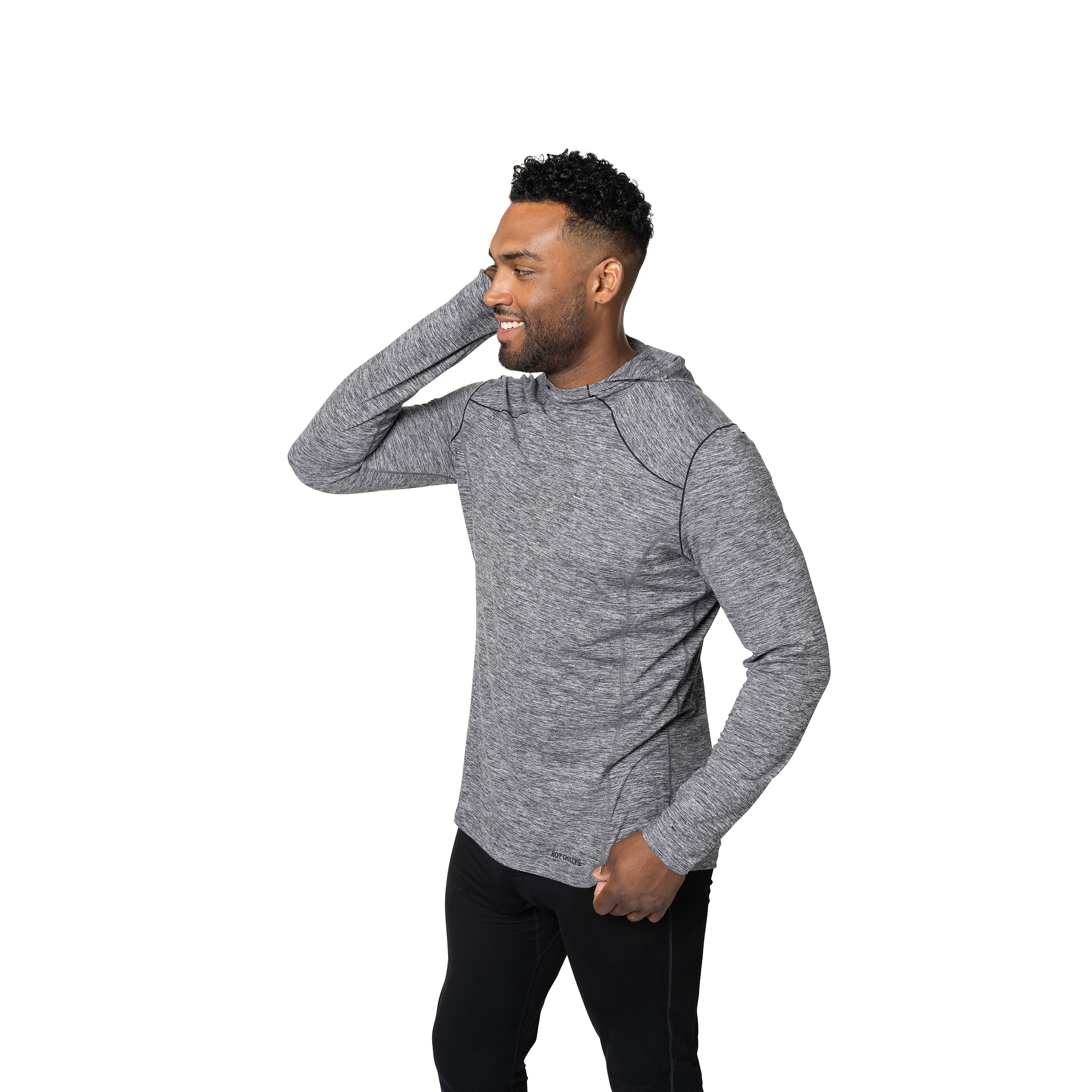 Men's Clima-Tek Grey Heather Warm Winter Hoodie for Men | Hot Chillys