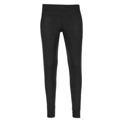 Hot Chillys women's black thermal joggers with high waistband and fitted cuffs