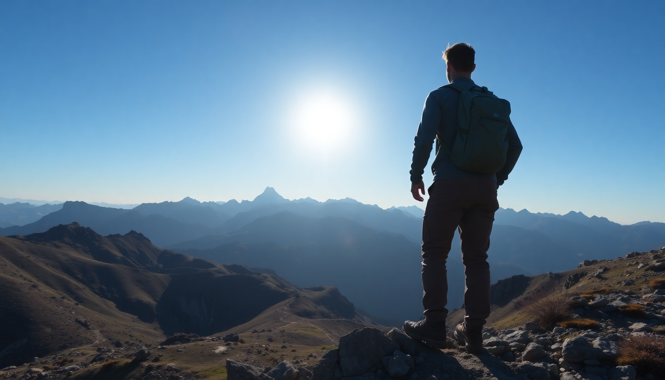 Man hiking on a mountain