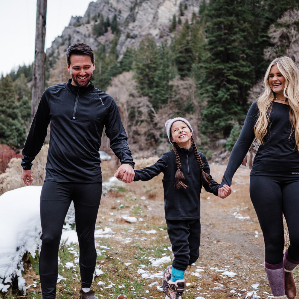 High-performance thermals for families designed for outdoor adventures in cold weather, featuring durable base layers.