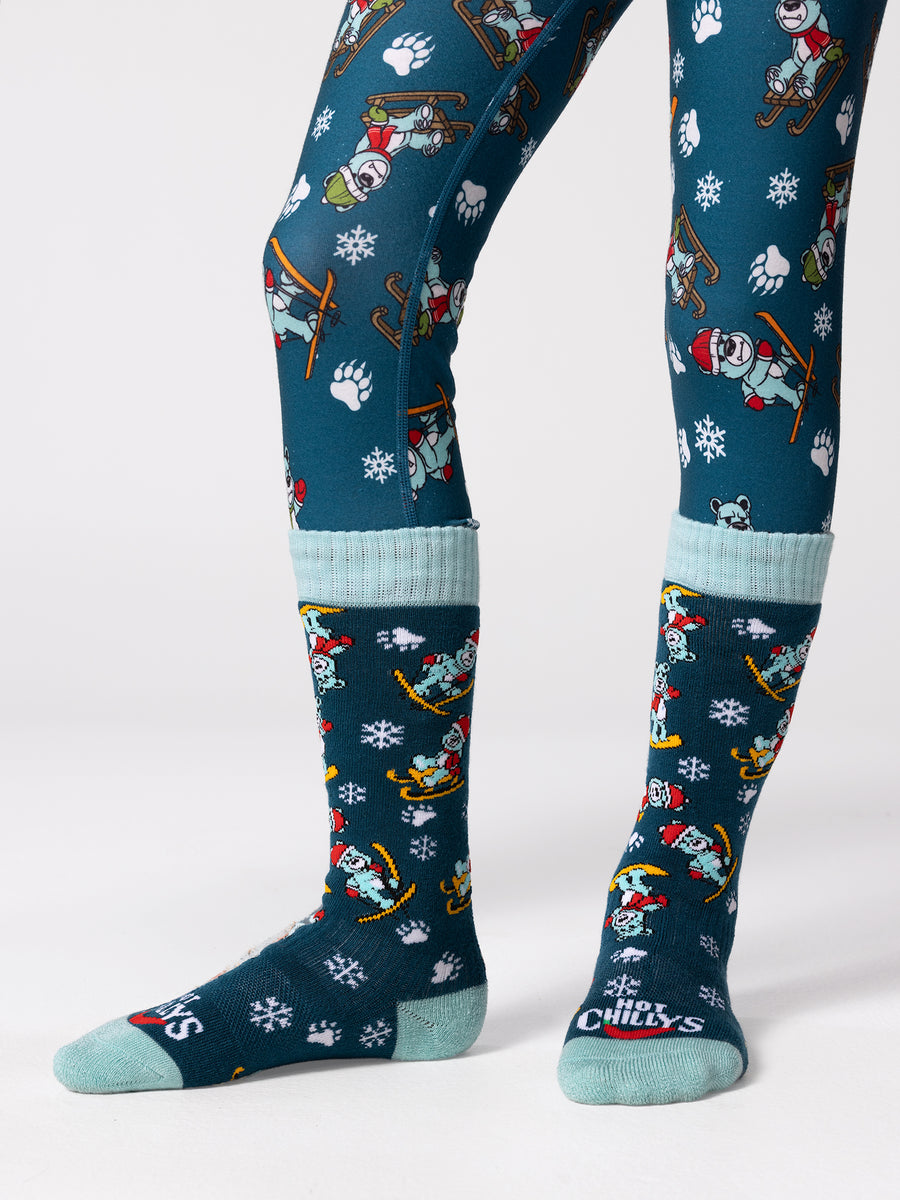 Youth Mid Volume Sock - Snow Bears