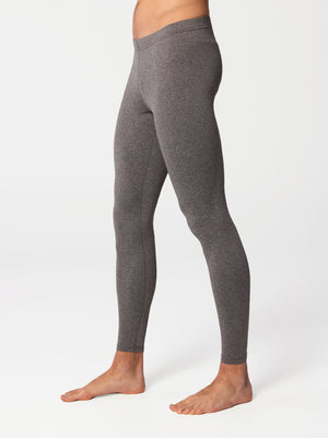 Side view of man wearing Hot Chillys Micro-Elite Chamois granite thermal tights
