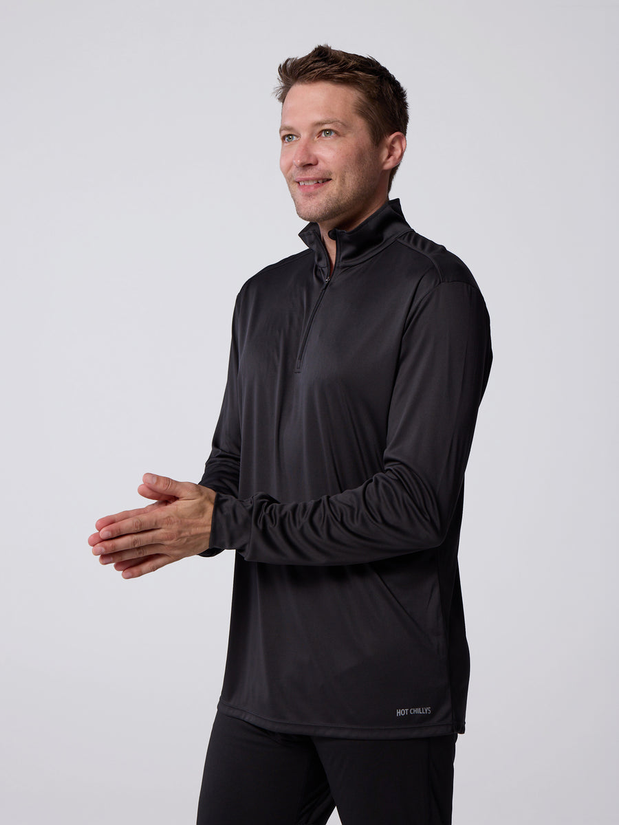 Men's Peach Skins Solid Zip-T - Black