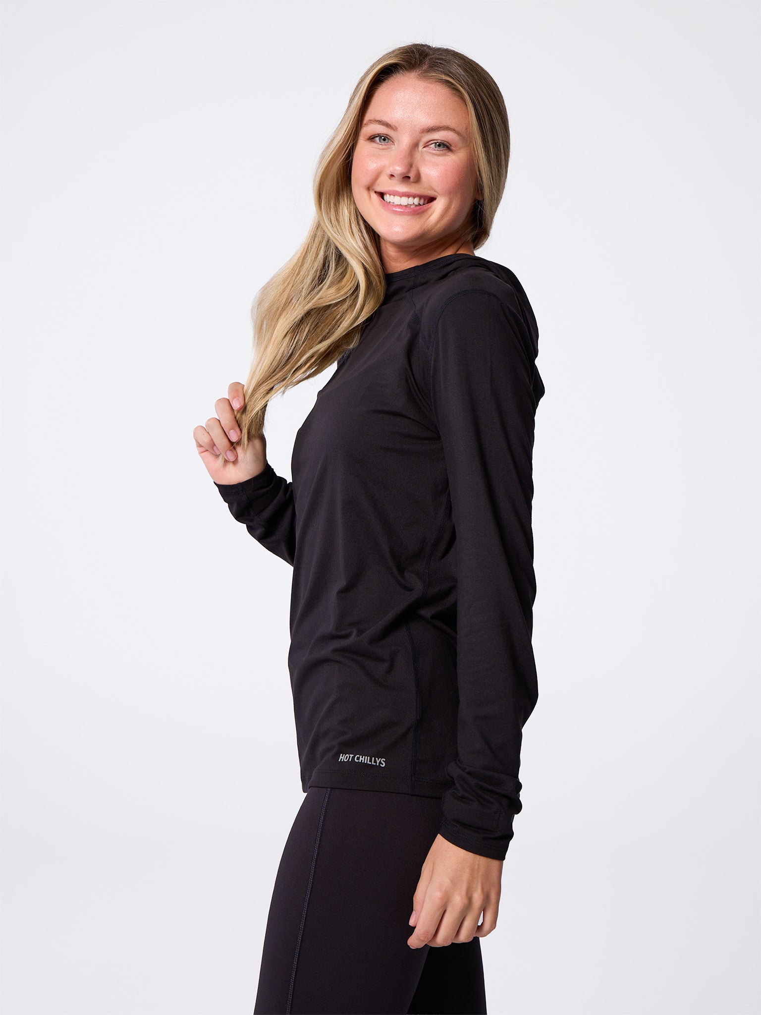 Women's Thermal Hoodie Clima-Tek Black Midweight Warmth | Hot Chillys
