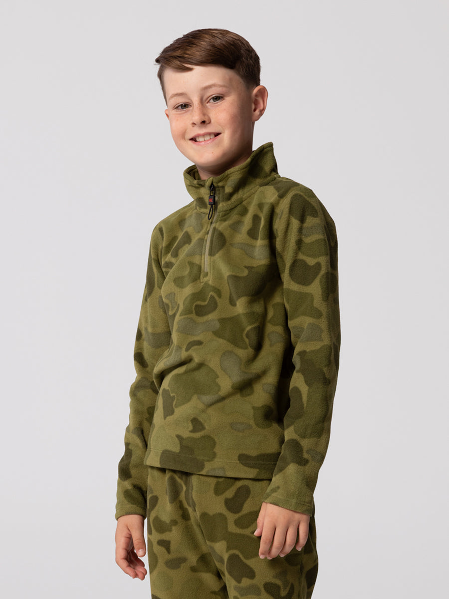 Youth La Montana Print Zip-T - Sea Kelp Camo