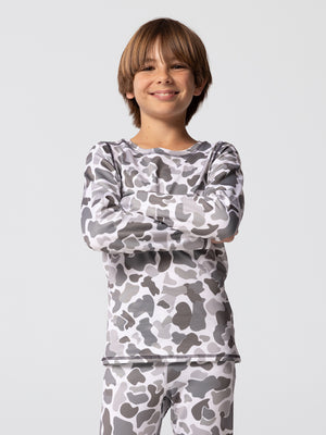 Youth Micro-Elite Chamois Print Crew - Winter Camo