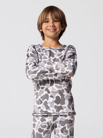 Youth Micro-Elite Chamois Print Crew - Winter Camo
