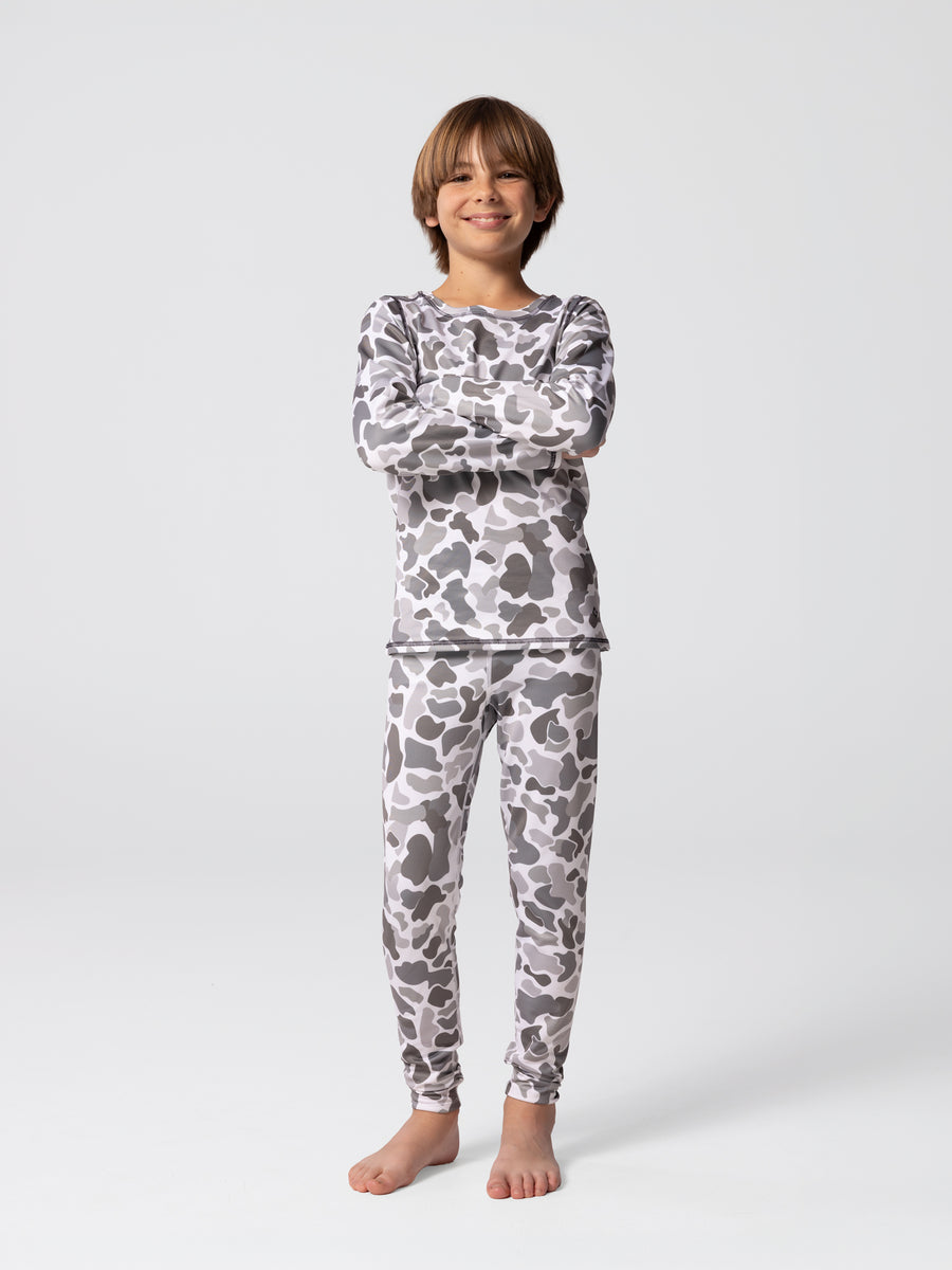 Youth Micro-Elite Chamois Print Crew - Winter Camo