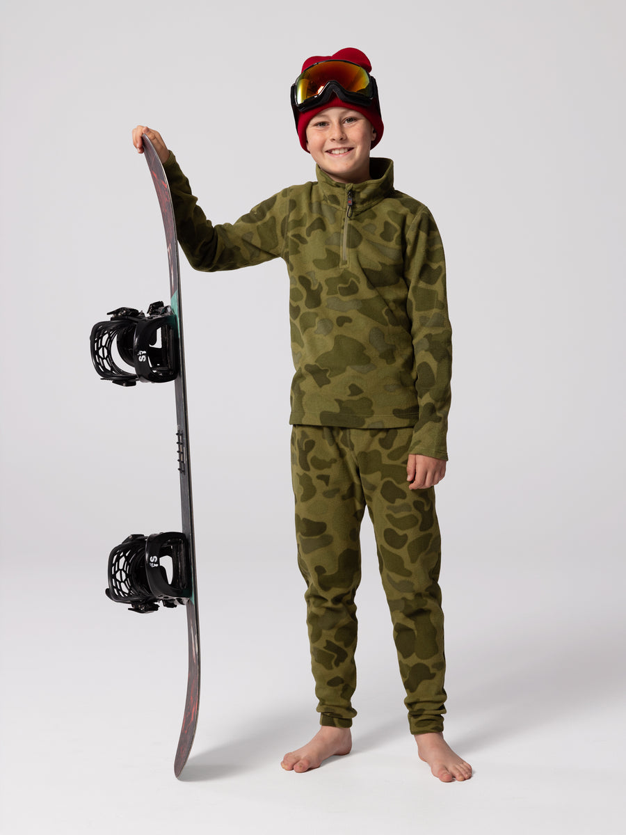 Youth La Montana Print Zip-T - Sea Kelp Camo