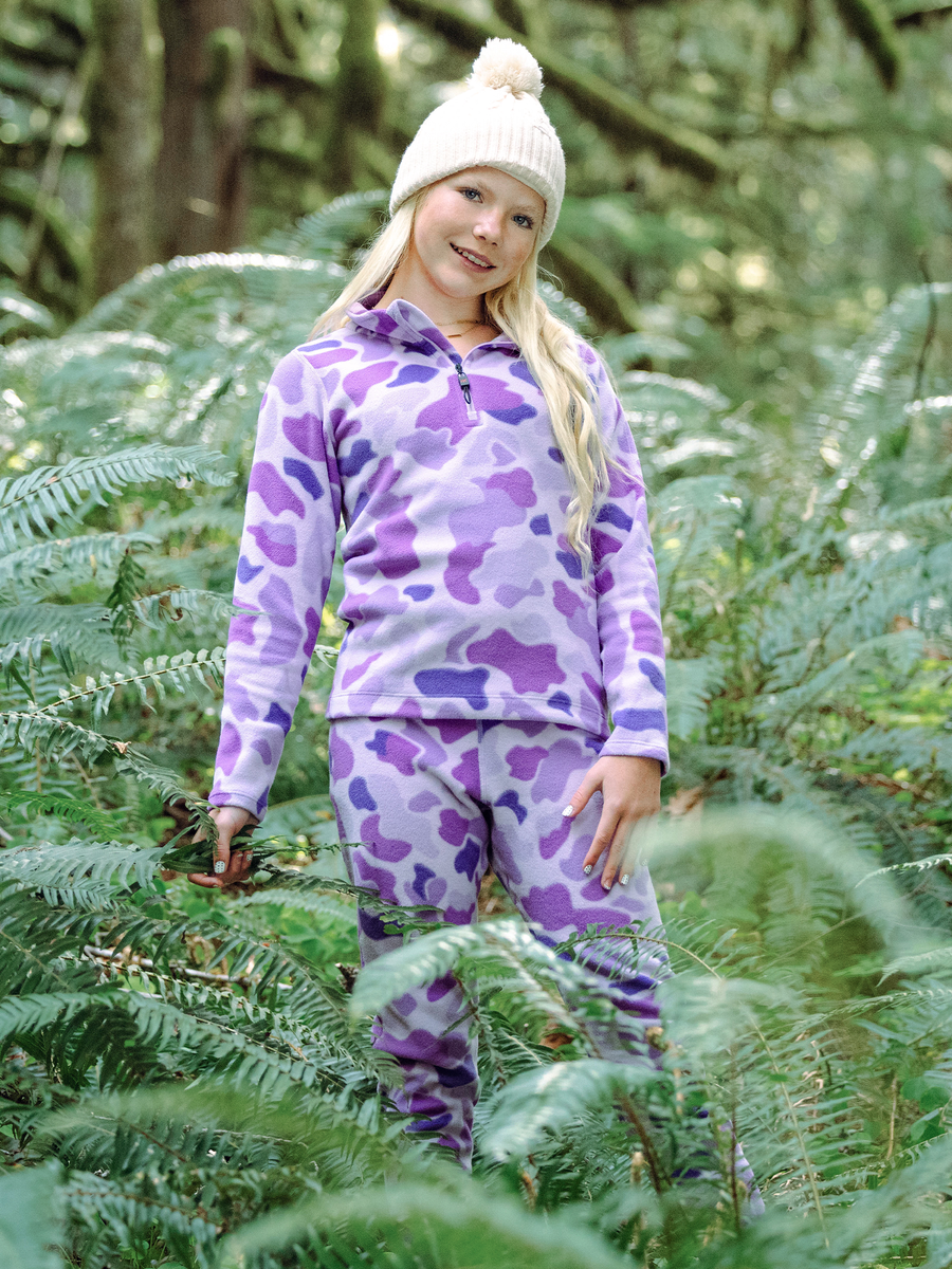 Youth La Montana Print Zip-T - Lavender Camo