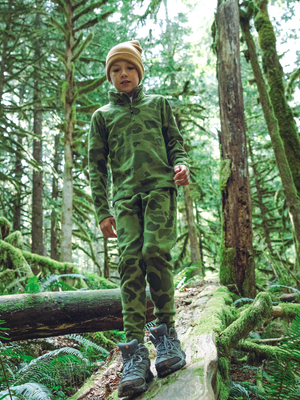 Youth La Montana Print Zip-T - Sea Kelp Camo