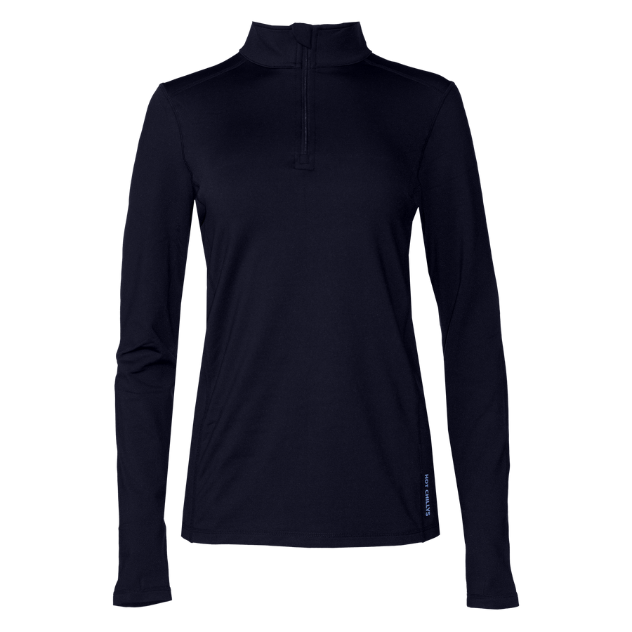 Black long-sleeve shirt with a quarter zip on a white background