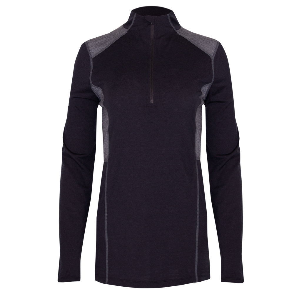 Women's Merino Zip-T#color_black-grey-heather