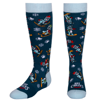 Hot Chillys Youth Mid Volume Sock - Snow Bears