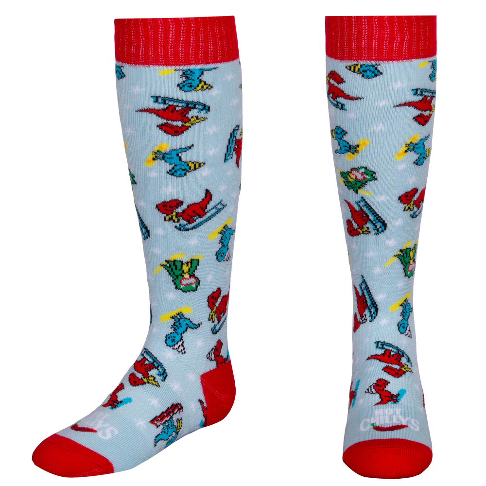 Hot Chillys Youth Mid Volume Sock - Dino Might
