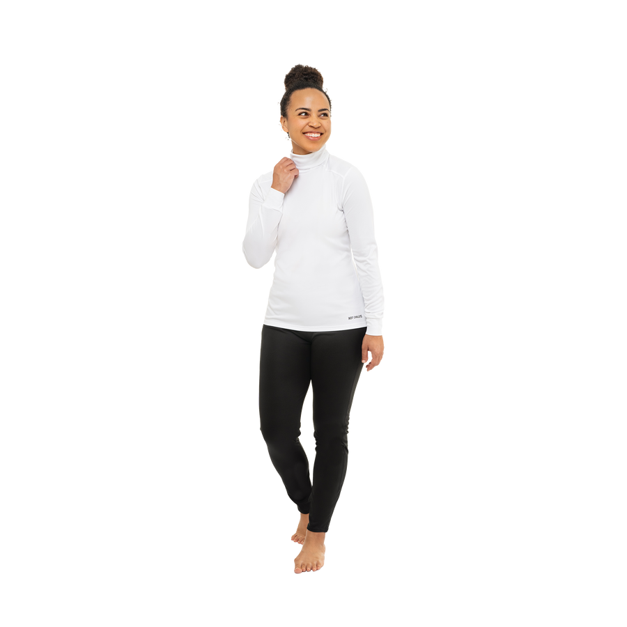 Women's Peach Skins Solid T-Neck - Hot Chillys white2