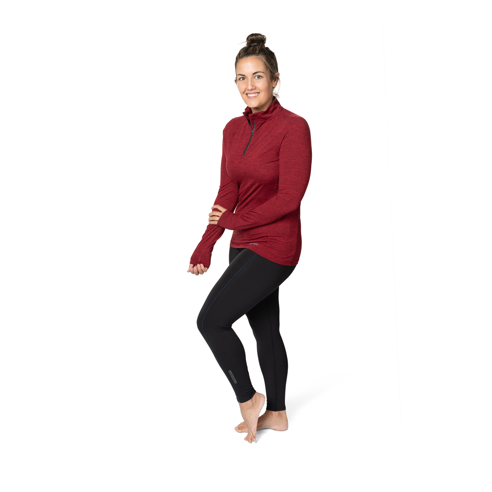 
                  
                    Hot Chillys Women's Clima-Tek Zip-T - Burgundy Heather
                  
                