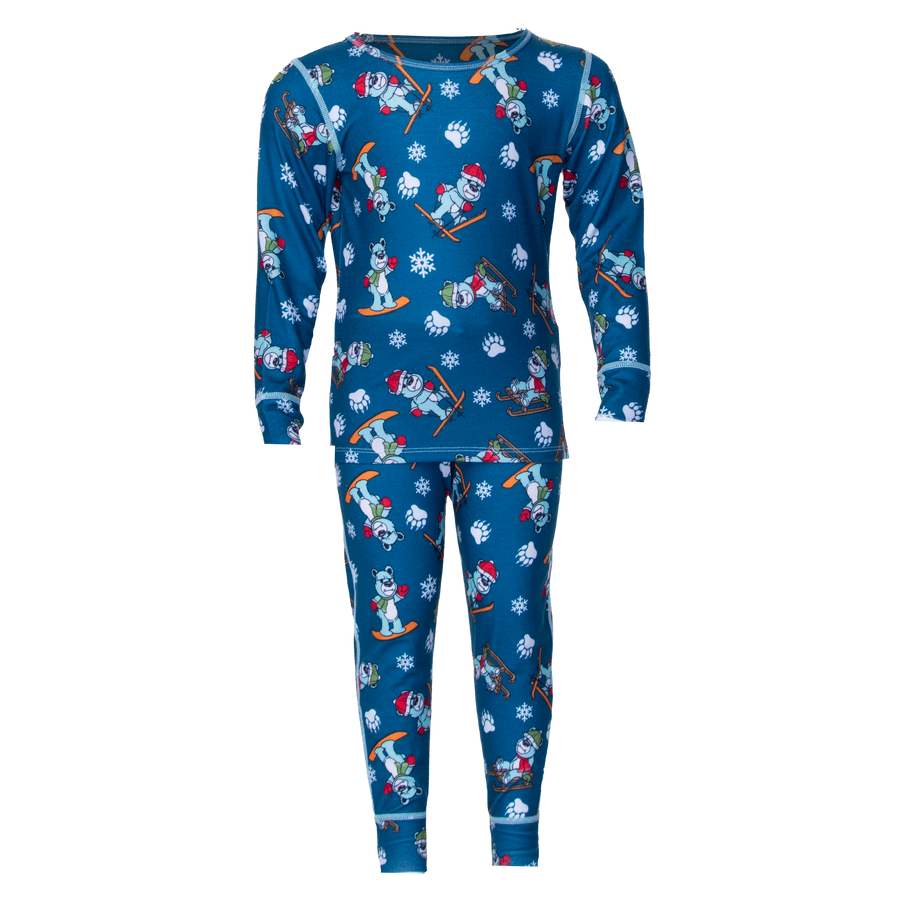 Snow Bear print toddler thermals set