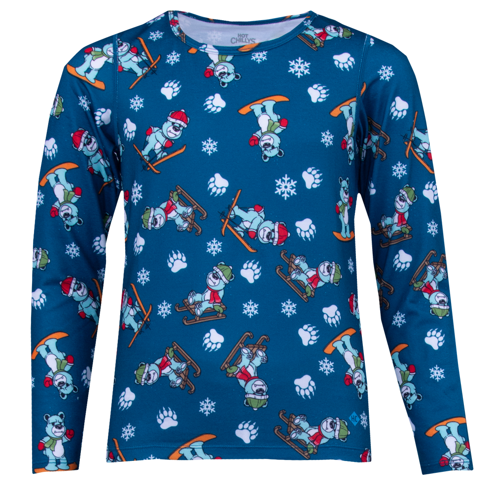 Hot Chillys Youth Originals Print Crewneck - Snow Bears