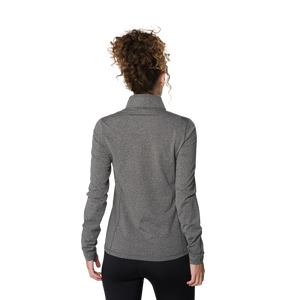 Person wearing a gray jacket on a white background