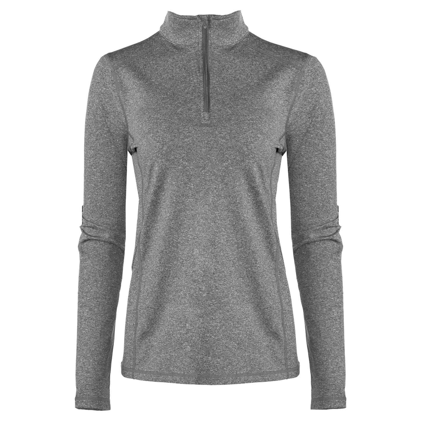 Gray long-sleeve shirt with a quarter zip on a white background
