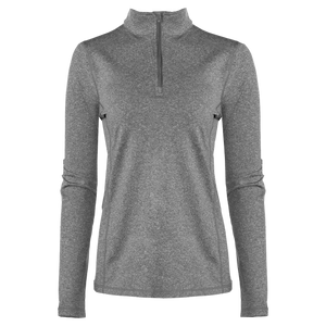 Gray long-sleeve shirt with a quarter zip on a white background