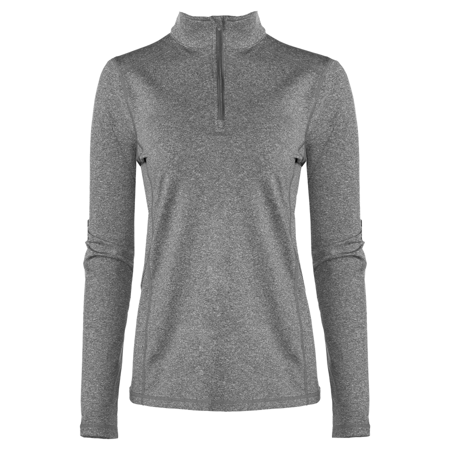 Gray long-sleeve shirt with a quarter zip on a white background