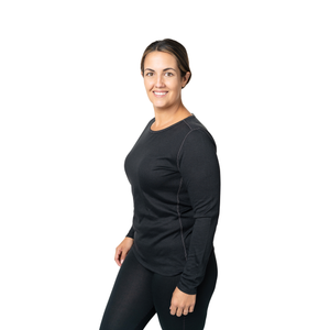 Hot Chillys Women's Pepper Bi-Ply Crewneck - Black