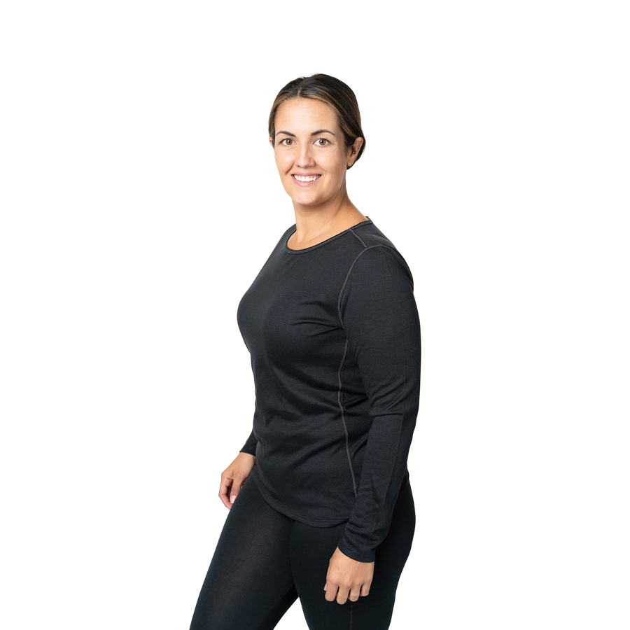 Hot Chillys Women's Pepper Bi-Ply Crewneck - Black