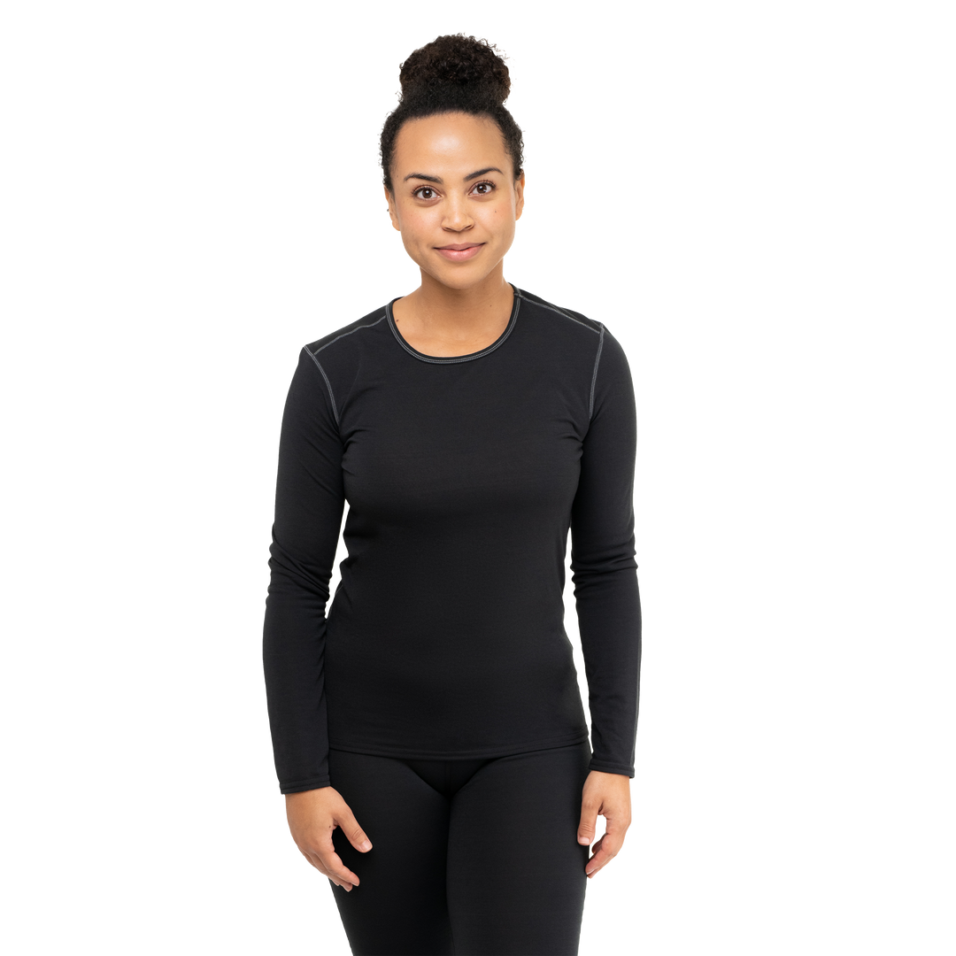 Women's Pepper Bi-Ply Crewneck - Hot Chillys#color_black