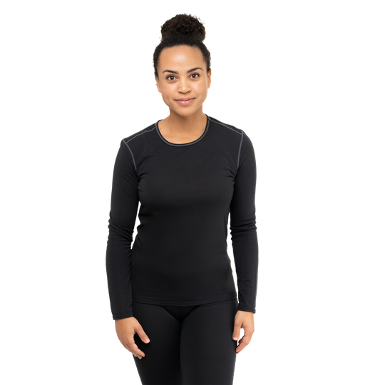 Women's Pepper Bi-Ply Crewneck - Hot Chillys#color_black