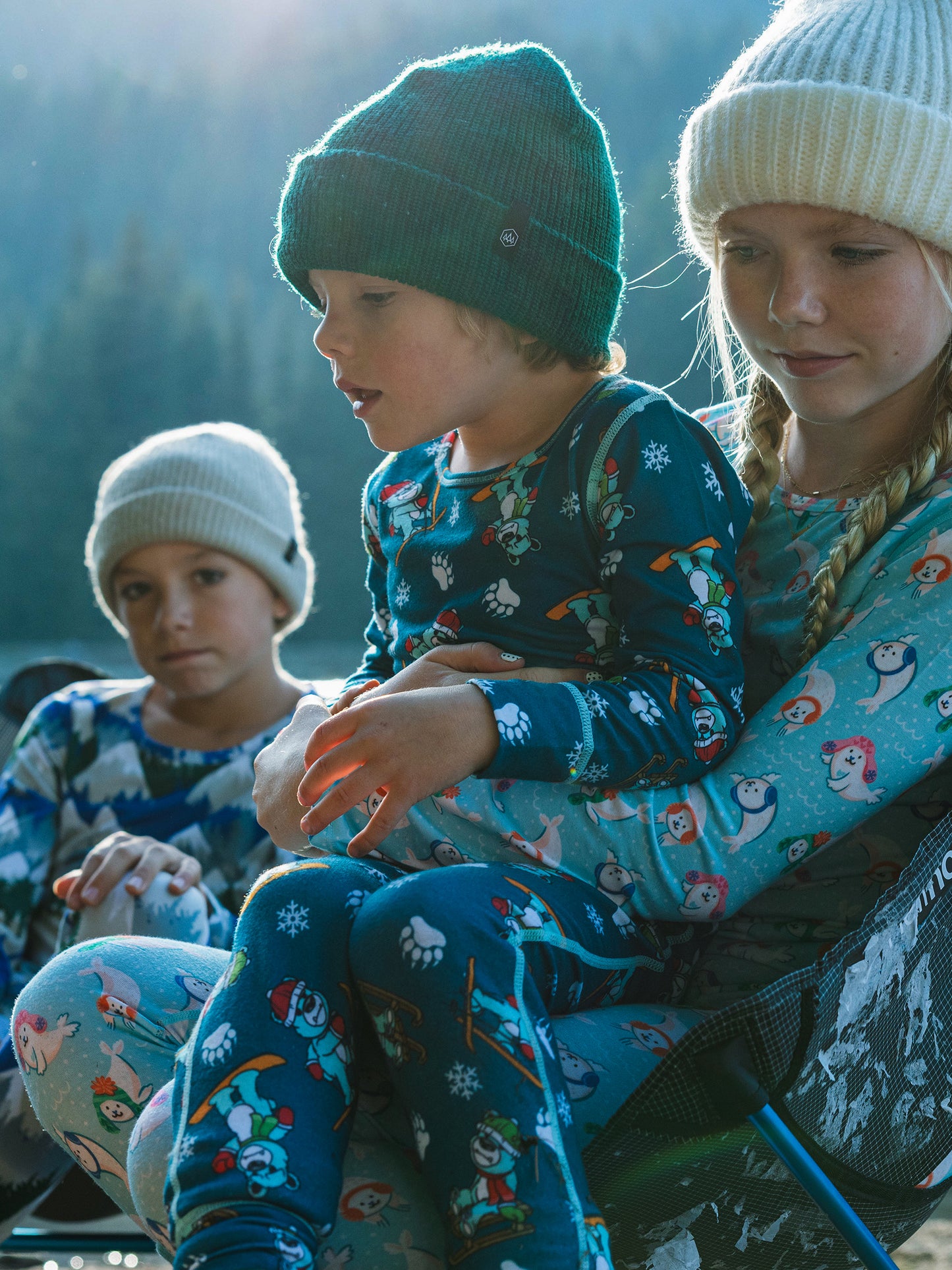 Snow Bear print toddler thermals set