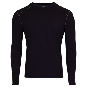 Hot Chillys men's long sleeve thermal top in black with contrast stitching for cold weather