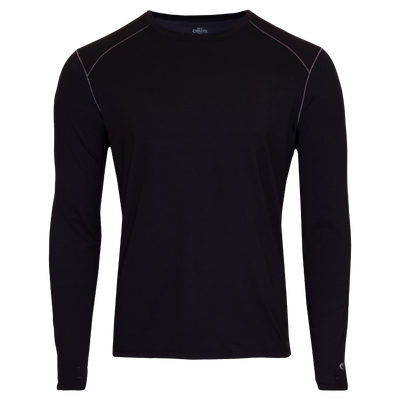 Hot Chillys men's long sleeve thermal top in black with contrast stitching for cold weather