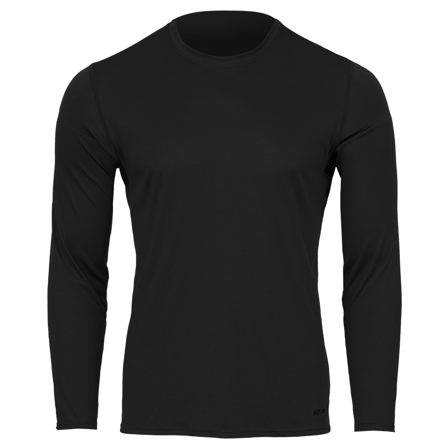 Hot Chillys Long Sleeve Top for Men as a cold weather base layer in sleek black