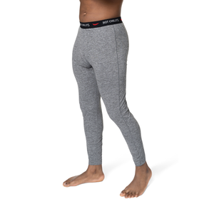 Hot Chillys men's thermal base layer pants in gray with black waistband for cold weather