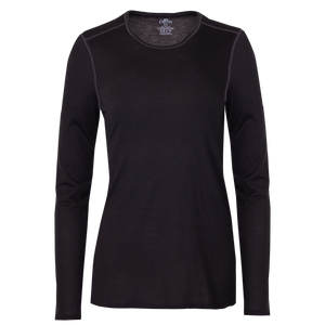 Hot Chillys Pepper Bi-Ply women's thermal shirt in black, perfect for cold weather layering