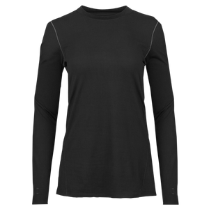 Hot Chillys women's black thermal crewneck long sleeve top with contrast stitching