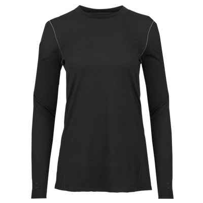 Hot Chillys women's black thermal crewneck long sleeve top with contrast stitching