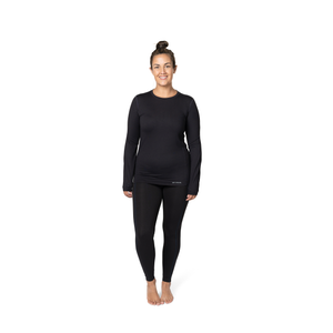 Hot Chillys women's black thermal crewneck long sleeve top for cold weather layering