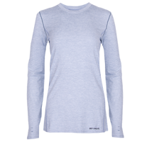 Hot Chillys women's thermal base layer long sleeve top in light gray for cold weather