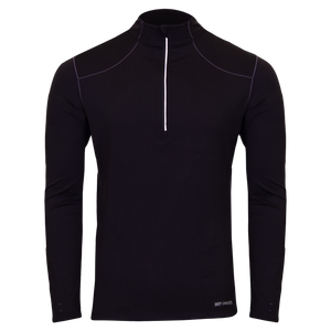 Hot Chillys men's black thermal zip shirt with long sleeves and quarter zip collar