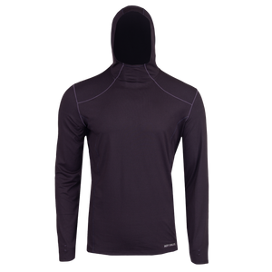 Hot Chillys men's winter thermal hoodie in black with long sleeves and fitted hood