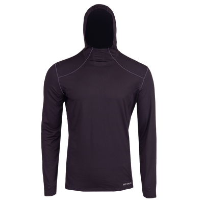 Hot Chillys men's winter thermal hoodie in black with long sleeves and fitted hood