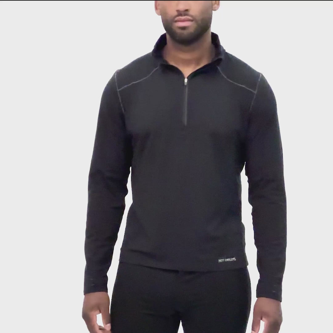 Men's Black Thermal Zip Shirt Clima-Tek Zip-T Base Layer